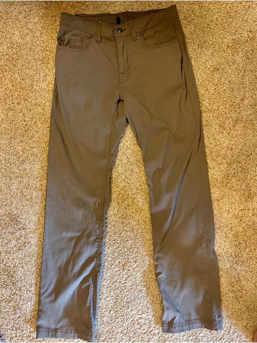 prAna Men's Brion Slim Fit Pants 32W X 32L Tan Olive